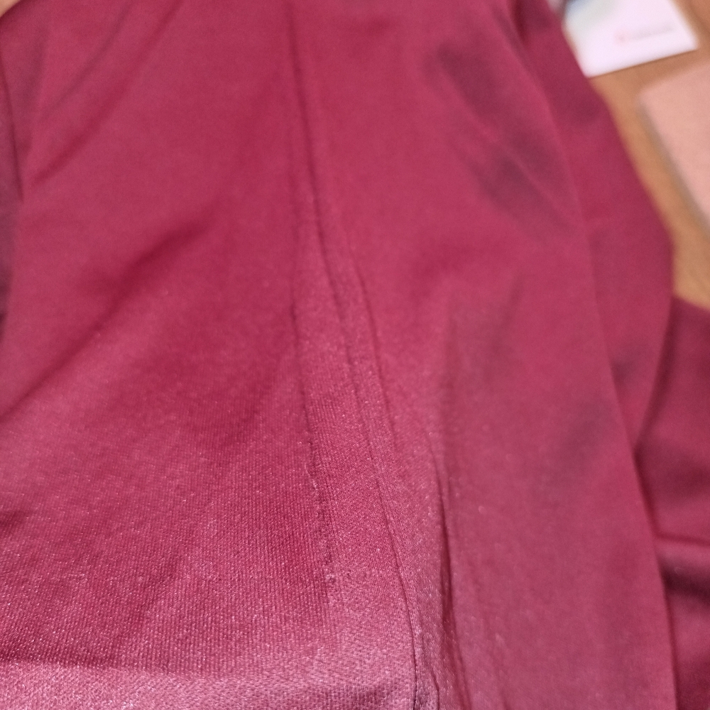 Indie Sleaze Long Sleeve Cropped Top LOVE Heart Burgundy Silver 90s Grunge Y2K - Picture 8 of 13